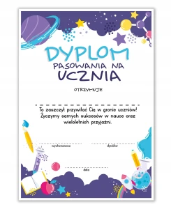 Dyplom Pasowanie na Ucznia - Kosmos - A4
