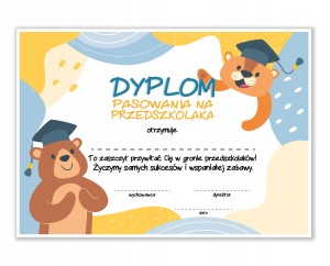 Dyplom Pasowanie na Przedszkolaka - MIŚ - A4