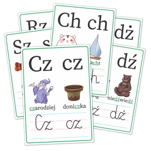 Plansze edukacyjne - DWUZNAKI - plansze literki (A5, 7 kart) 