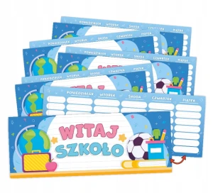 Zakładki do Książki Szkolny Plan lekcji - Witaj Szkoło - Prezent dla dzieci