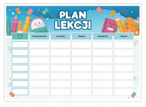 Plan lekcji Papierowy - PRZYBORY - Szkolny Plan dla dzieci A5