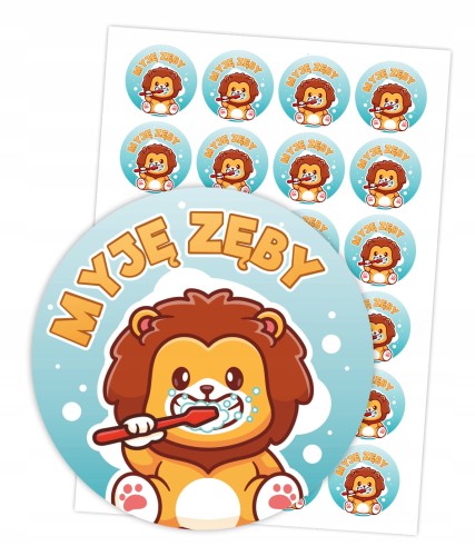 Okrągłe naklejki nagrody za mycie zębów dla dzieci 4cm