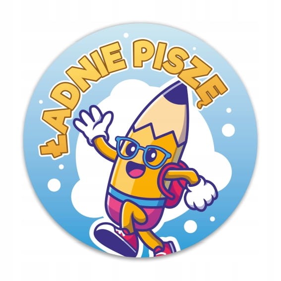 Naklejki motywacyjne dla dzieci Ładnie Piszę zestaw 24 naklejek szkolnych