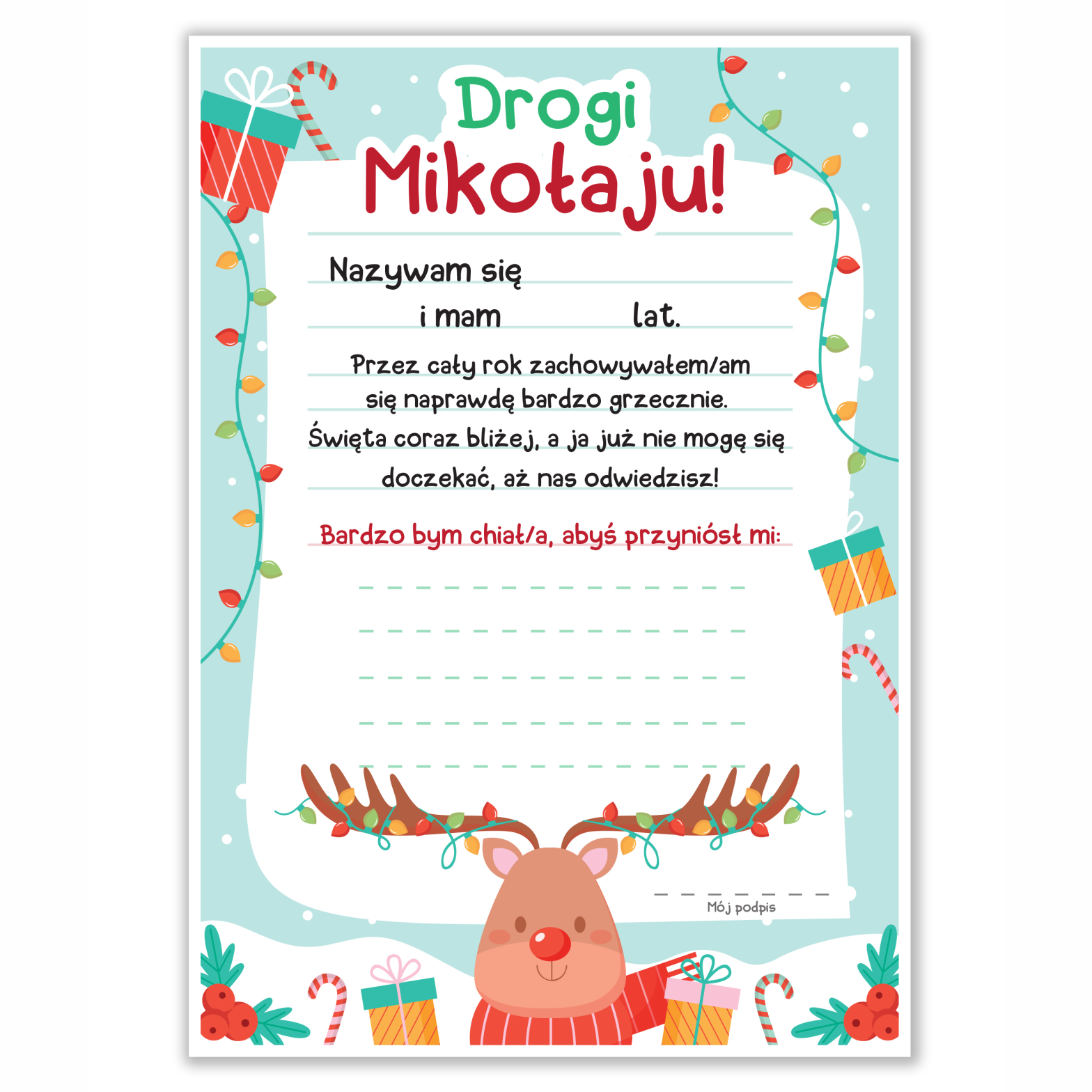 Dyplom Świąteczny - List do Świętego Mikołaja - A4