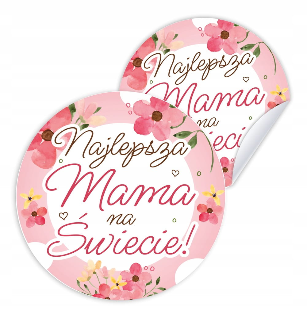 Naklejki Najlepsza Mama na Świecie 6cm zestaw 12 sztuk