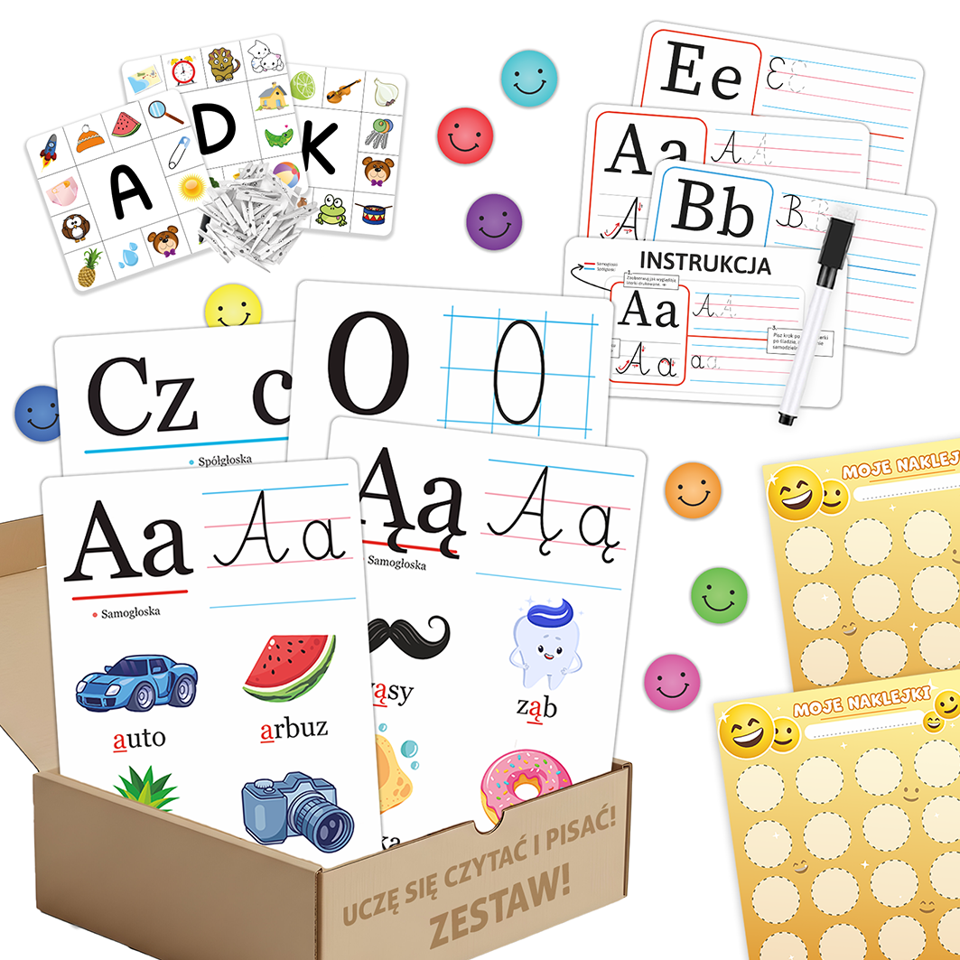 Uczę się czytać i pisać! - Zestaw edukacyjny dla dzieci - 8 produktów