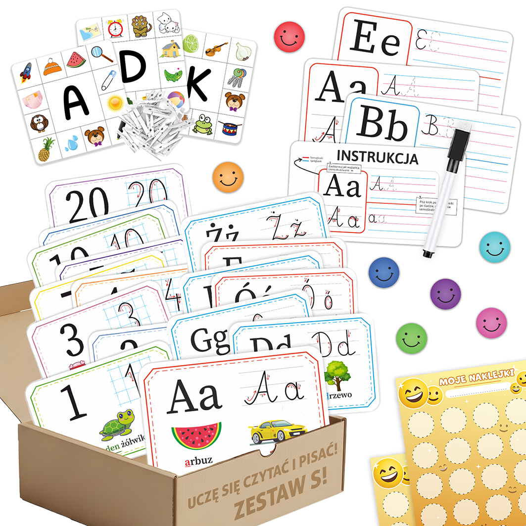 Uczę się czytać i pisać! - Zestaw fiszek edukacyjnych dla dzieci - 6 produktów